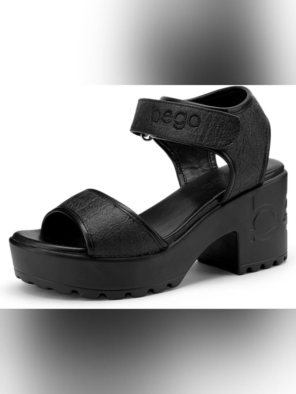 BEGO Women Platform Sandals Size 9 Black Color Velcro Closure